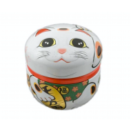 Decorative tea can Caddy box Container Maneki Neko 100g 招き猫 white