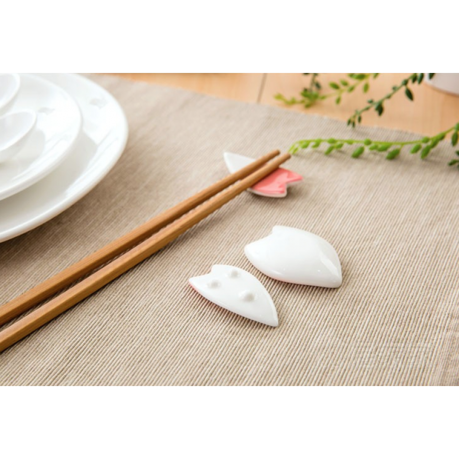 Japanese Porcelain Chopsticks Holder Rest with Bamboo Design 