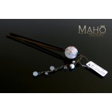 Made in Japan Kanzashi metal hair stick comb: Sakura cherry tree ball white 白桜