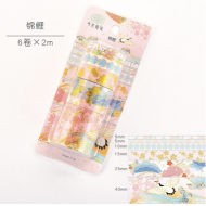 6pcs/set Cherry Washi Masking Tapes Craft Sticker Sakura Crane Birds Tsuru