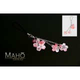 Charming Japanese Cherry blossom Netsuke strap charm accessory Sakura 桜 White