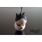 CUTE washi cell phone charm keychain NEKO Japanese cat: Black and white