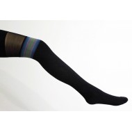 Print-Tattoo Stockings with nude top black/blue