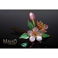 Elegant handmade JAPANESE KANZASHI hair comb pearl Sakura