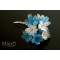 Exquisite handmade JAPANESE KANZASHI hair comb Blue Sakura bloom 