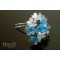 Exquisite handmade JAPANESE KANZASHI hair comb Blue Sakura bloom 