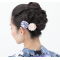 Beautiful Japanese Kimono Pattern Hair band gum Blue Dahlia flower