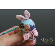 Cute Japanese kimono USAGI bunny rabbit with ribbon blue