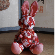 Japanese kimono Chirimen Rabbit – Usagi. Adorable design accessory red