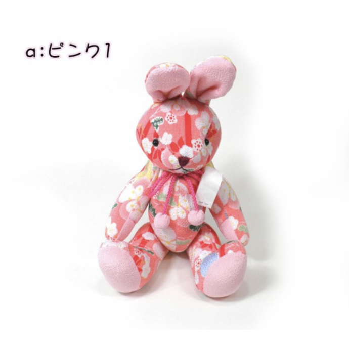 Japanese kimono Chirimen crepe Rabbit – Usagi: Adorable design toy Peach