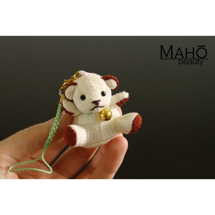 Little Japanese kimono Chirimen teddy bear with cute ribbon. Adorable design accessory