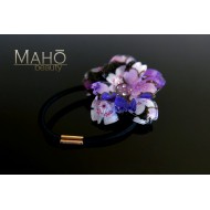 Adorable JAPANESE kimono crepe hair gum “Purple/White Cherry Sakura