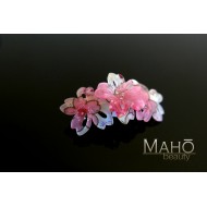 JAPANESE hair accessory – ornamental hair clip: Cherry Sakura Pink/white 紫