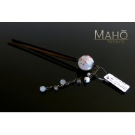 Made in Japan Kanzashi metal hair stick comb: Sakura cherry tree ball white 白桜