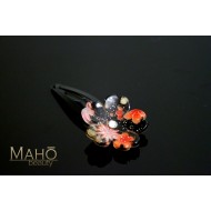 Cherry flower Japanese Kimono Pattern Hair clip black
