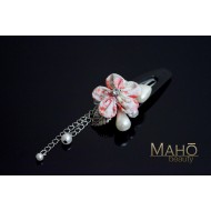 Chirimen crepe flower Japanese Kimono Pattern Hair clip white