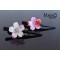 Cute JAPANESE kimono crepe hair clip “White Sakura” S