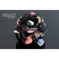Charming Japanese Kimono Pattern Rose Hair clip black