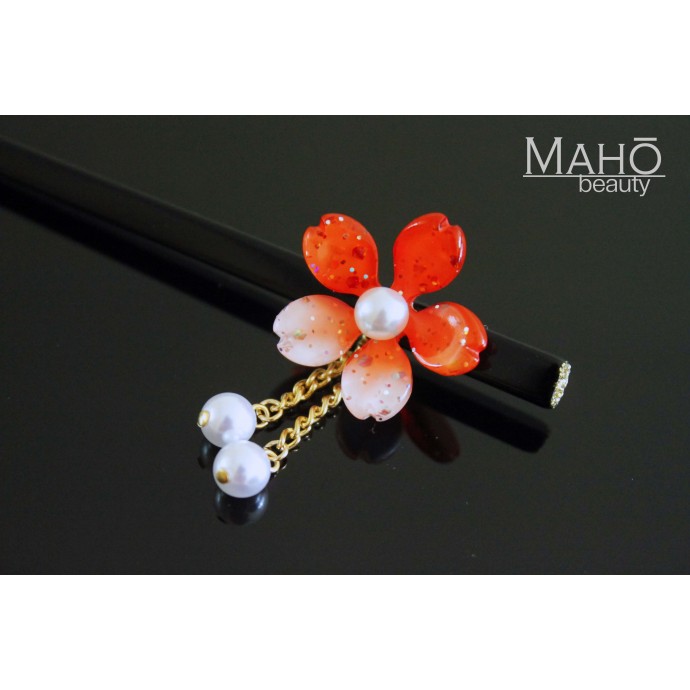 JAPANESE hair accessory – ornamental KANZASHI HAIRPIN: Sakura cherry tree