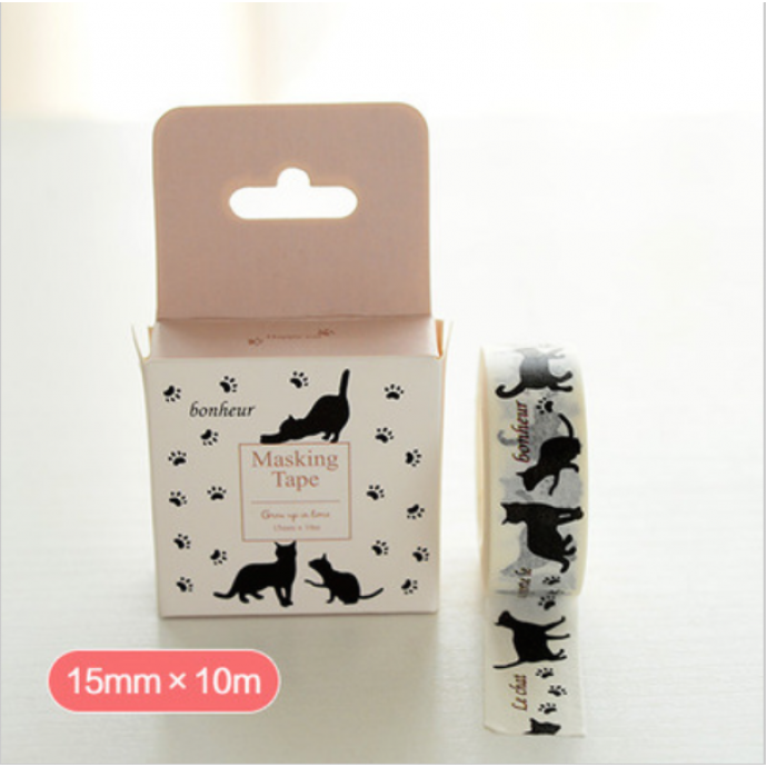 Kawaii Washi Masking Tape Craft Sticker Japanese NEKO Black Cats 10m Kawaii Washi Masking Tape Craft Sticker Japanese NEKO Black Cats 10m