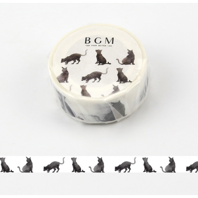 BGM Washi Masking Tape Craft Sticker Japanese pattern black cat 7m
