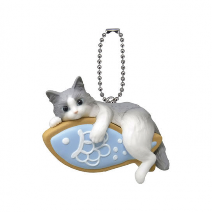 Cute Japanese Netsuke Cell Phone Charm Cat cafe cookie