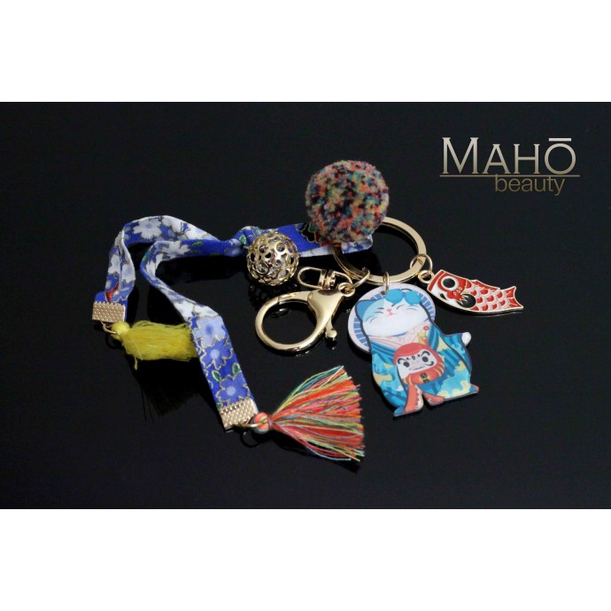 Japanese style Mascot Charm Strap Maneki Neko Cat Daruma and carp fish KOINOROBI