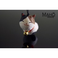 CUTE washi cell phone charm keychain NEKO Japanese cat: calico
