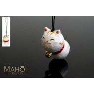 CUTE washi cell phone charm keychain NEKO Japanese cat: white