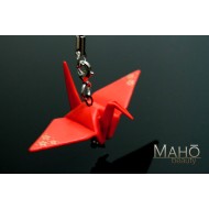 Japanese Origami Tsuru crane Orizuru Netsuke Cell Phone Strap 紅 red sakura