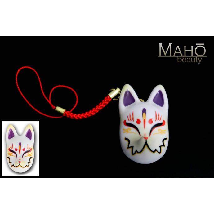 FOX Japanese KITSUNE mask  ⛩ Fushimi Inari ⛩ Lucky fortune mascot charm white 
