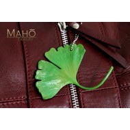 GINKGO TREE leaf NETSUKE CELL PHONE STRAP CHARM green ginkyō