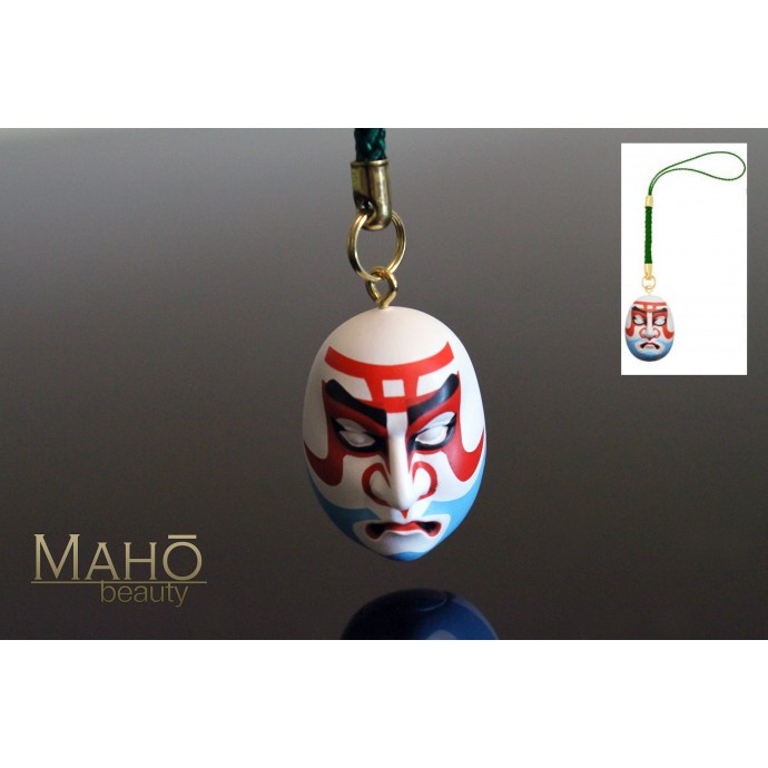 Kabuki Japanese Theatre mask mascot charm Kumadori netsuke Benkei 弁慶