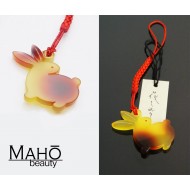 Delicate design tortoiseshell-like unique Japanese netsuke phone charm “Usagi” - rabbit