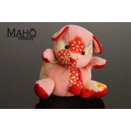 Little Japanese kimono Chirimen teddy bear keychain (pink)