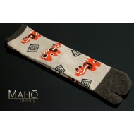 Angora Tabi socks Japanese design Akabeko 22-25 cm Red cow Beige