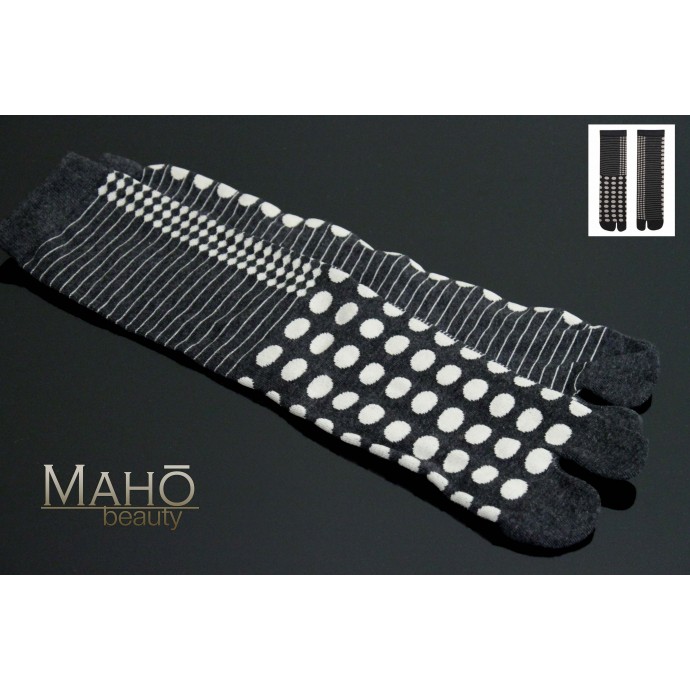 Japanese style TABI toe SOCKS 22 – 25 cm Geometric ornaments Dark Gray