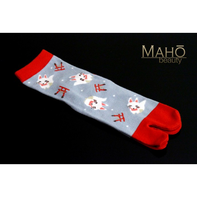 FOX - Japanese style Tabi socks: Inari Kitsune Shinto spirit Tori gates 22-25 cm