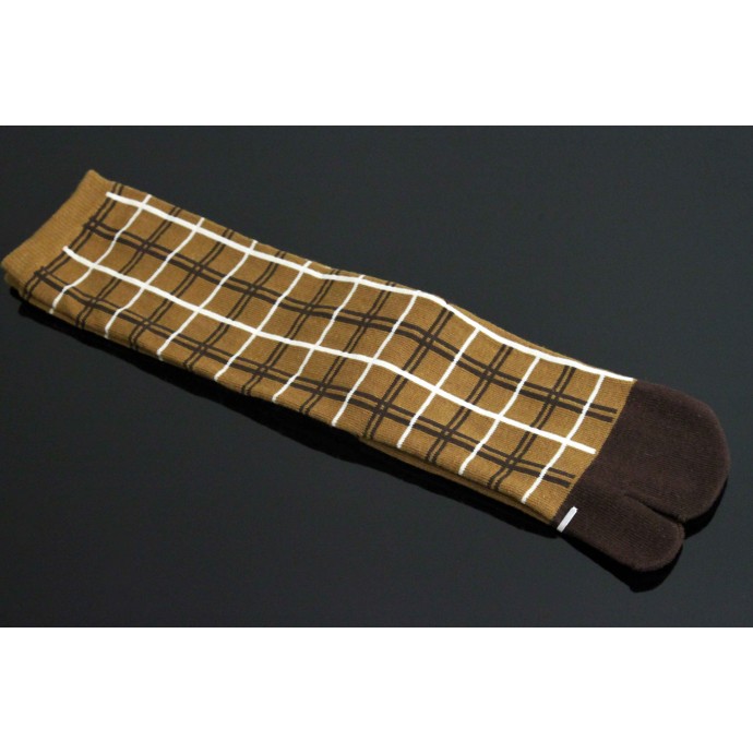 Japanese longer style TABI SOCKS 22 – 25 cm Squares and Stripes Mustard
