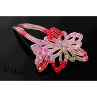 JAPANESE hair accessory – ornamental KANZASHI HAIRPIN:  Glamurous cherry blossoms White/pink