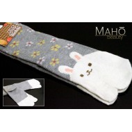 Angora Tabi socks Japanese design USAGi rabbit  22-25 cm Grey