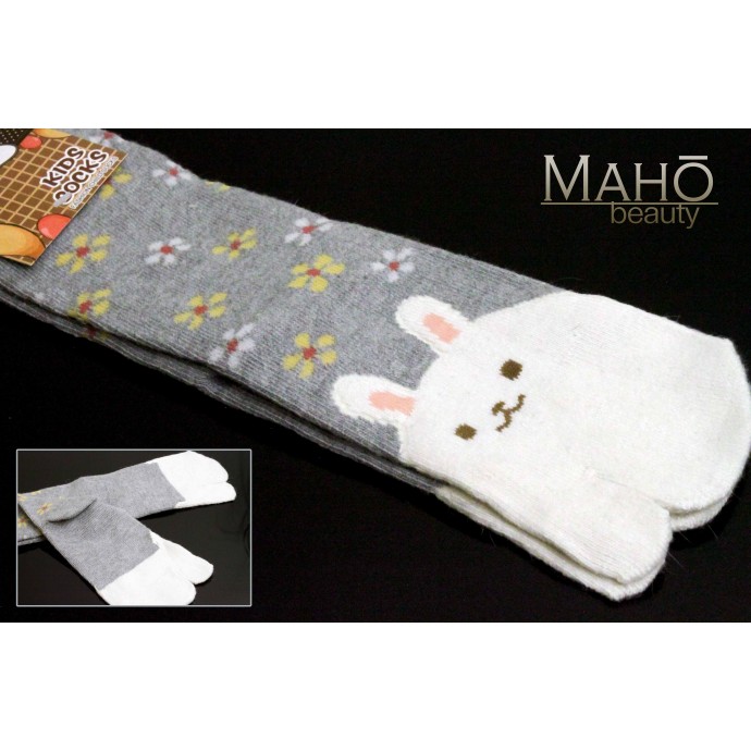 Angora Tabi socks Japanese design USAGi rabbit  22-25 cm Grey