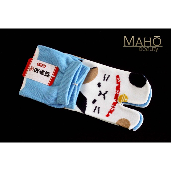 MADE IN JAPAN TABI SOCKS: NEKO Cat 22 – 25 cm Blue