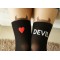 Stylish and Cute Animal Print-Tattoo Stockings: Black devil with nude top