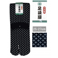 ORIGINAL MADE IN JAPAN TABI SOCKS: 十字 Jūji pattern 25 – 27 cm Black