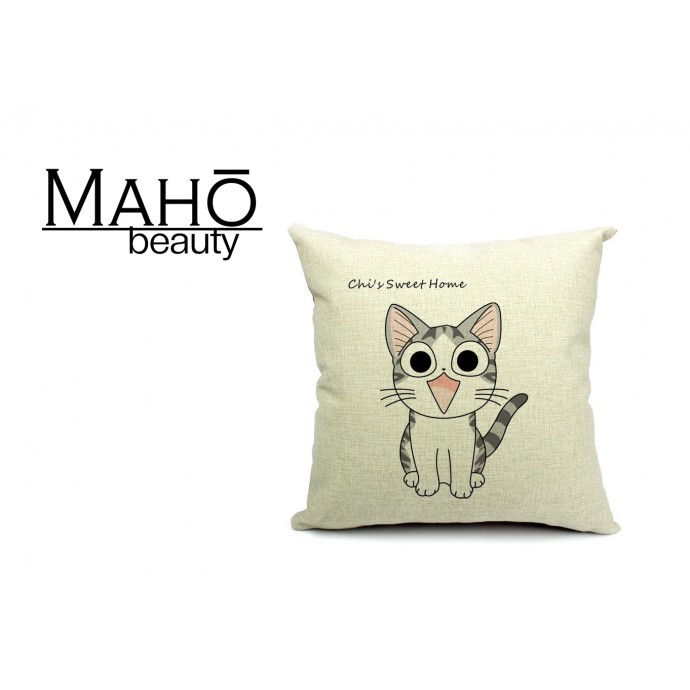 Anime Style Lovely Tabby anime kitty Chi's Sweet Home Square Pillow Case - happy