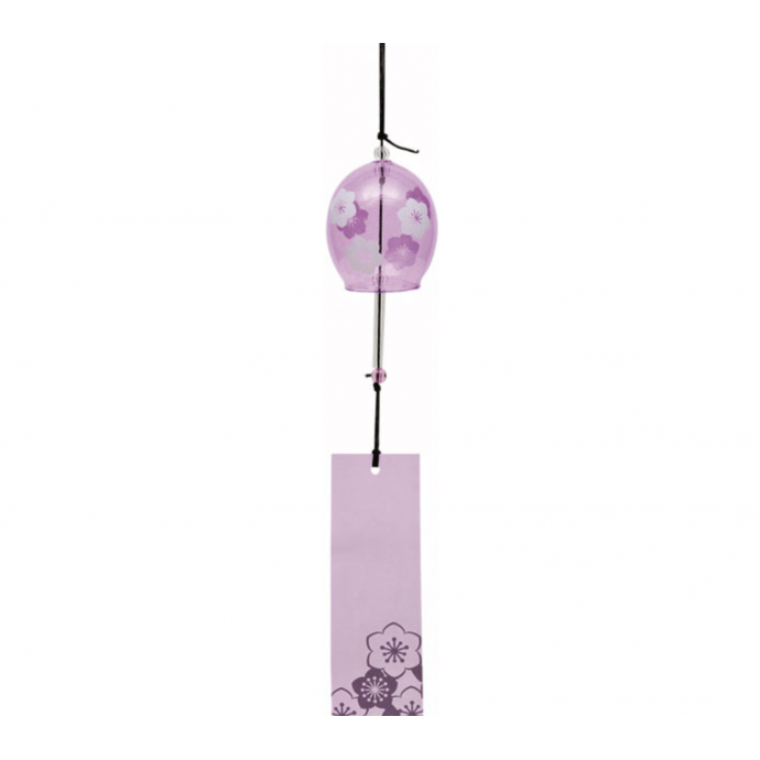 JAPANESE FURIN GLASS WIND CHIME - Charming and refreshing tinkle sound. Pink Kikyo 桔梗 