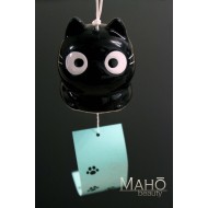 Japanese symbol of summer: Lovely Kuro Neko black cat wind chime FURIN