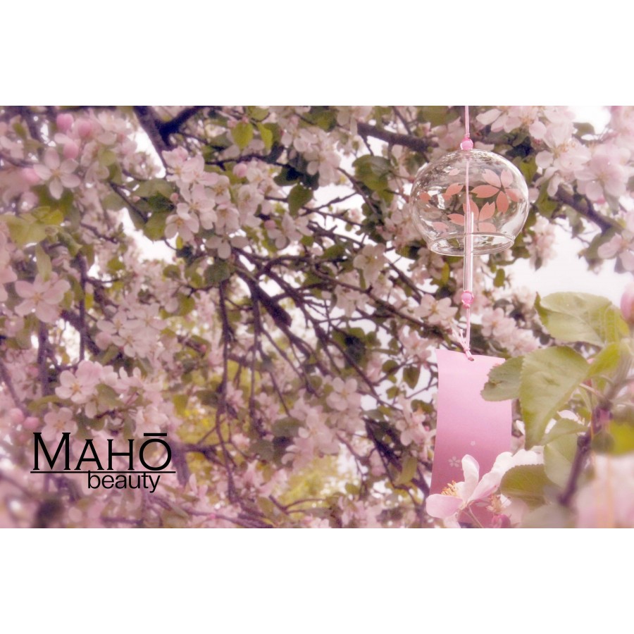 PETSOLA Campana De Vidrio De Campana Japonesa Furin Wind Chime Cherry Blossom Sakura 